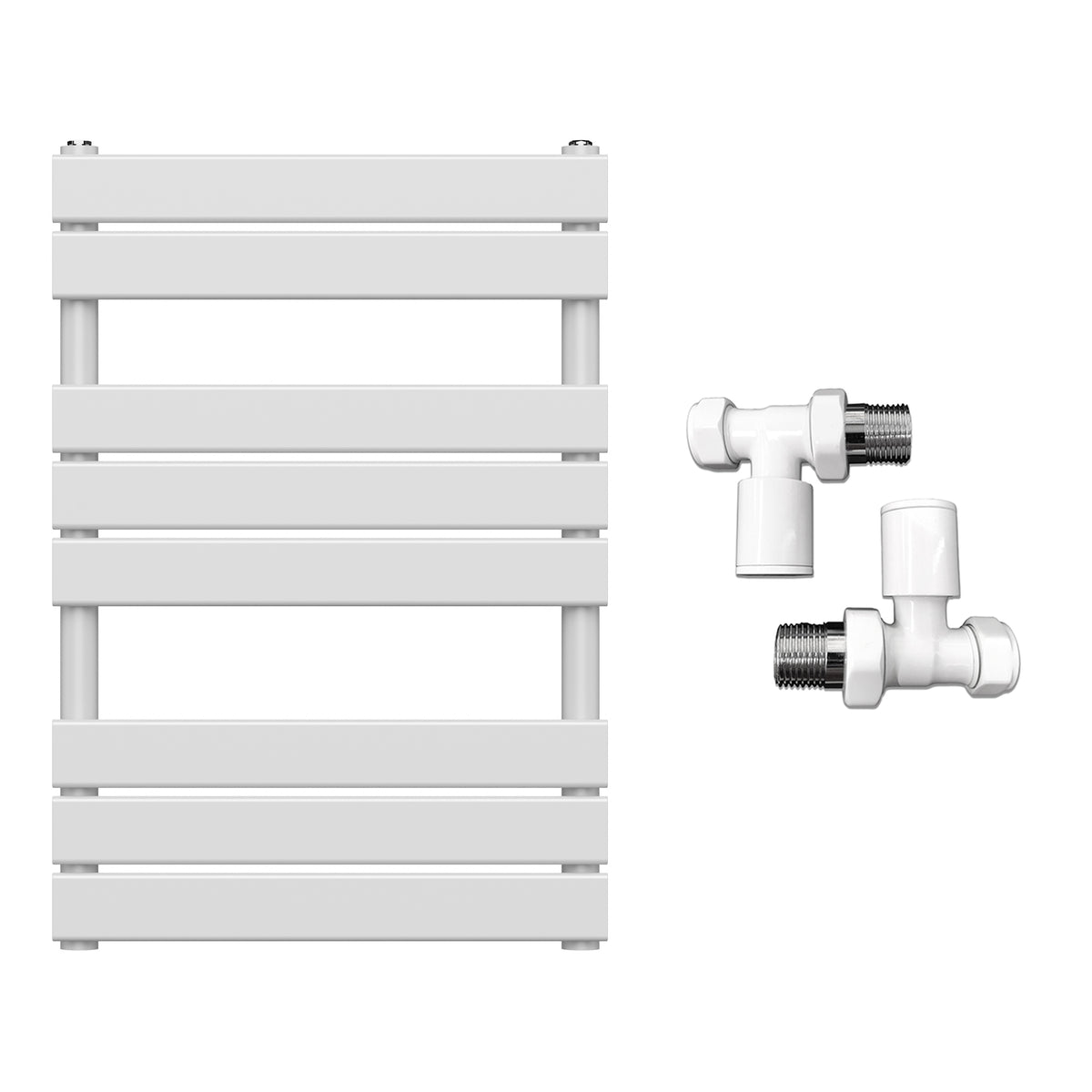  550 x 800mm White Heated Towel Rail Radiator – Flat Panel Designer  1,358 BTU Central Heating UK