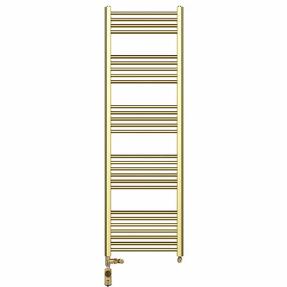  Dual Fuel 400 x 1600mm Shiny Gold Heated Towel Rail Radiator- (incl. Valves + Electric Heating Kit) 