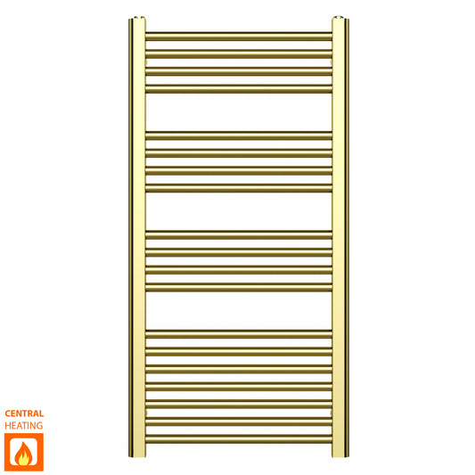 500mm Wide - 1000mm High Shiny Gold Heated Towel Rail Radiator