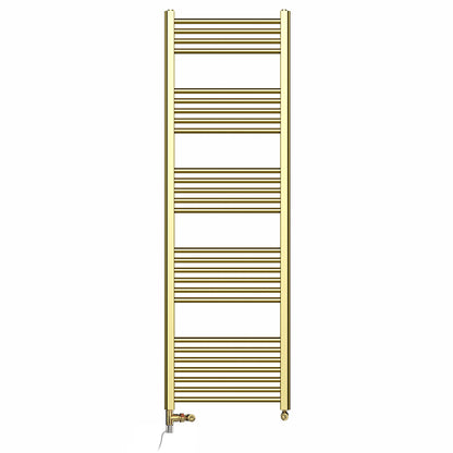  Dual Fuel 500 x 1600mm Shiny Gold Heated Towel Rail Radiator- (incl. Valves + Electric Heating Kit) 