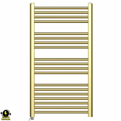  500mm Wide - 1000mm High Shiny Gold Electric Heated Towel Rail Radiator 