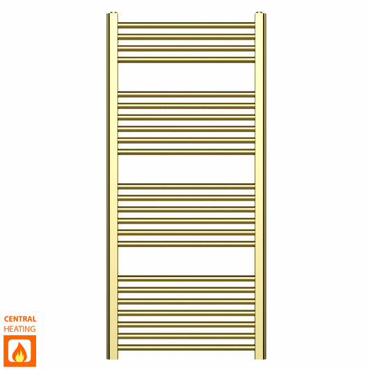 550mm Wide - 1200mm High Shiny Gold Heated Towel Rail Radiator