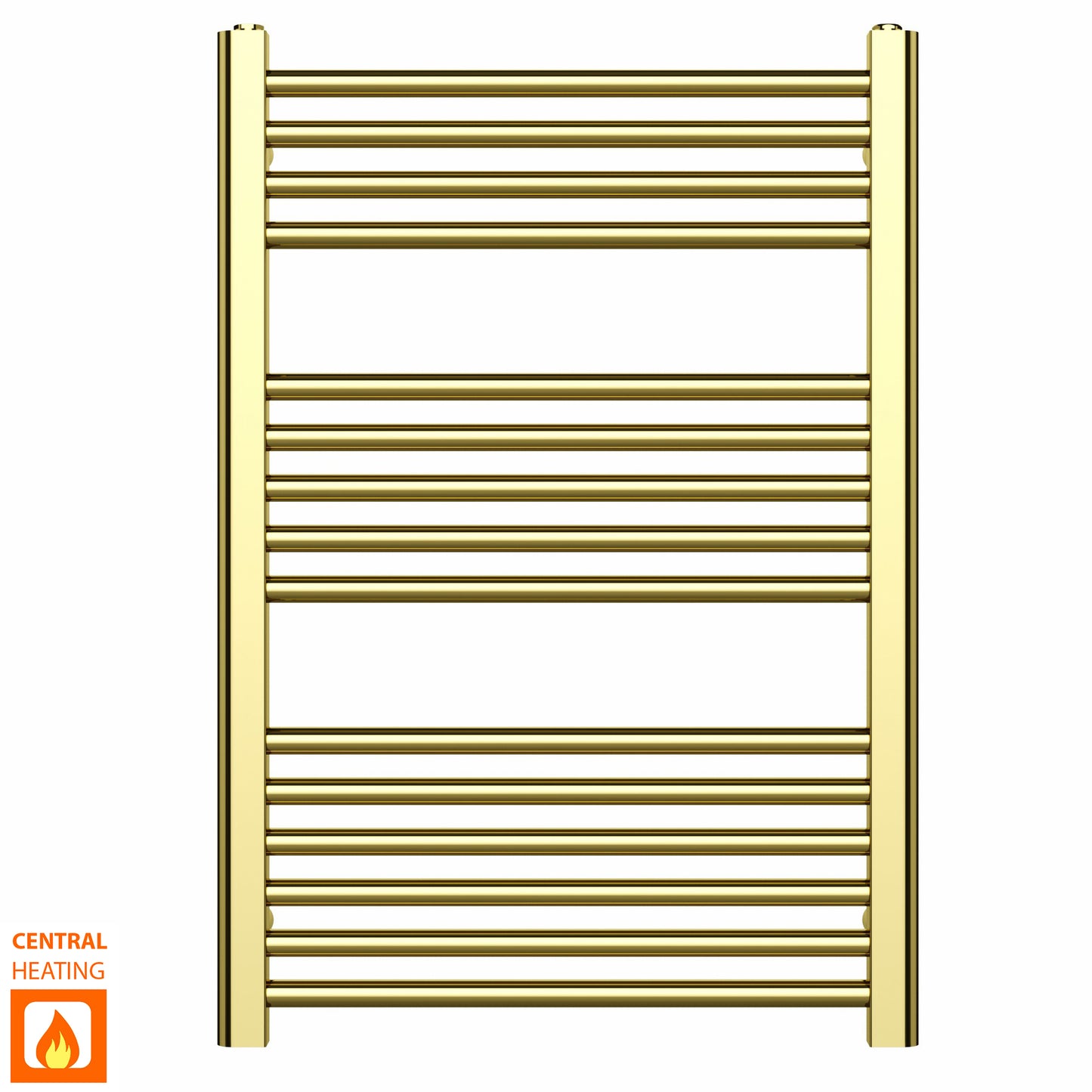  500mm Wide - 800mm High Shiny Gold Heated Towel Rail Radiator