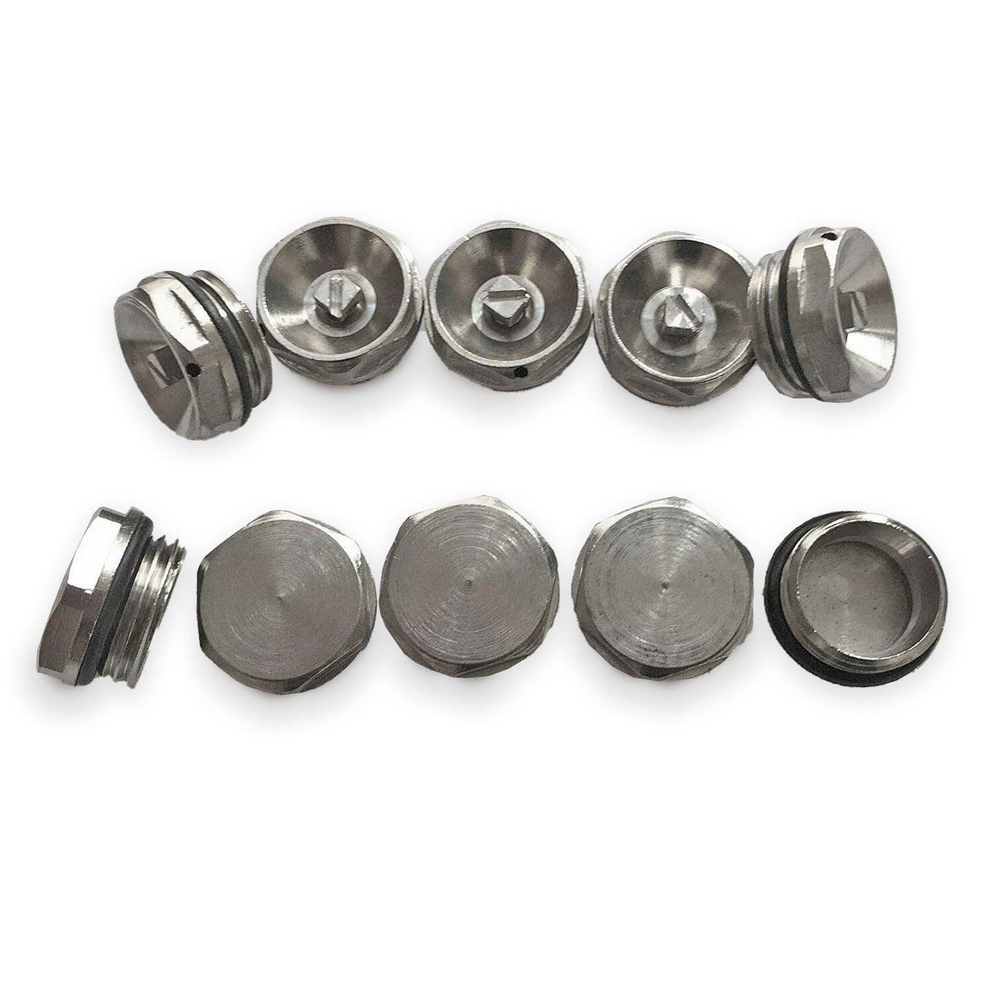  Chrome Radiator Blanking Plug & Manual Air Vent Valve Set 1/2" BSP 15mm (5 Sets)