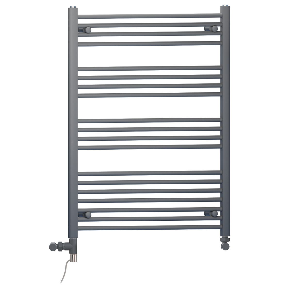  Dual Fuel 700 x 1000mm Straight Anthracite Grey Heated Towel Rail - (incl. Valves + Electric Heating Kit)