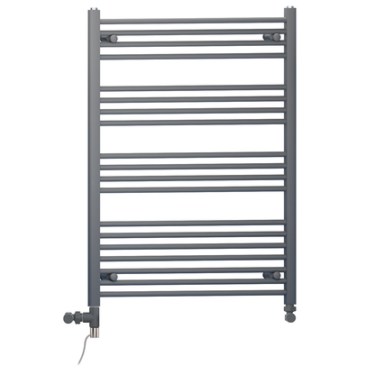  Dual Fuel 700 x 1000mm Straight Anthracite Grey Heated Towel Rail - (incl. Valves + Electric Heating Kit) 