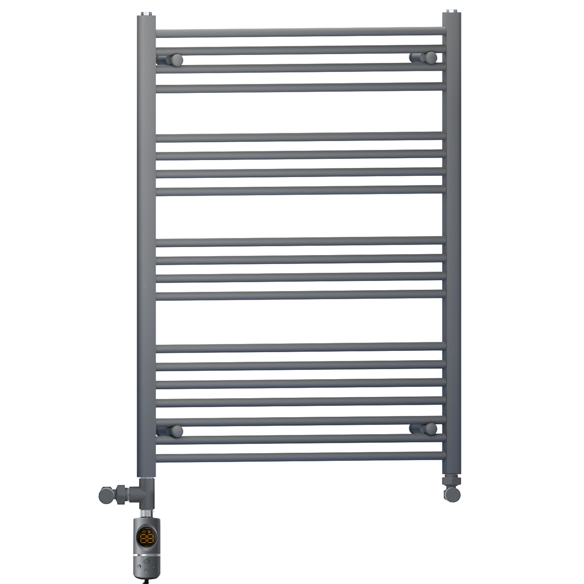 Dual Fuel 700 x 1000mm Straight Anthracite Grey Heated Towel Rail - (incl. Valves + Electric Heating Kit)