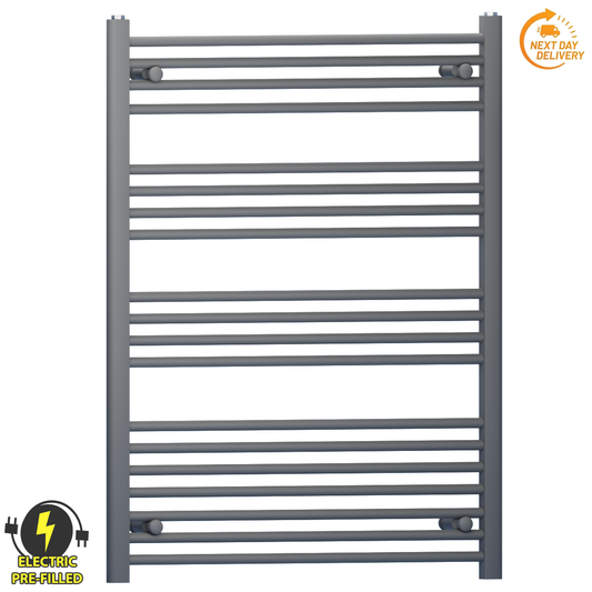 700mm Wide - 1000mm High  Anthracite Grey Electric Heated Towel Rail Radiator 