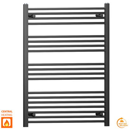  700mm Wide - 1000mm High Flat Black Heated Towel Rail Radiator 