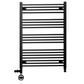700mm x 1000mm Matt Black Dual Fuel Heated Towel Rail | Flat Ladder 