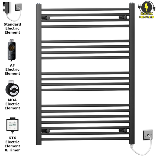 Radiateur sèche-serviettes électrique noir mat de 700 mm de large et 1 000 mm de haut 
