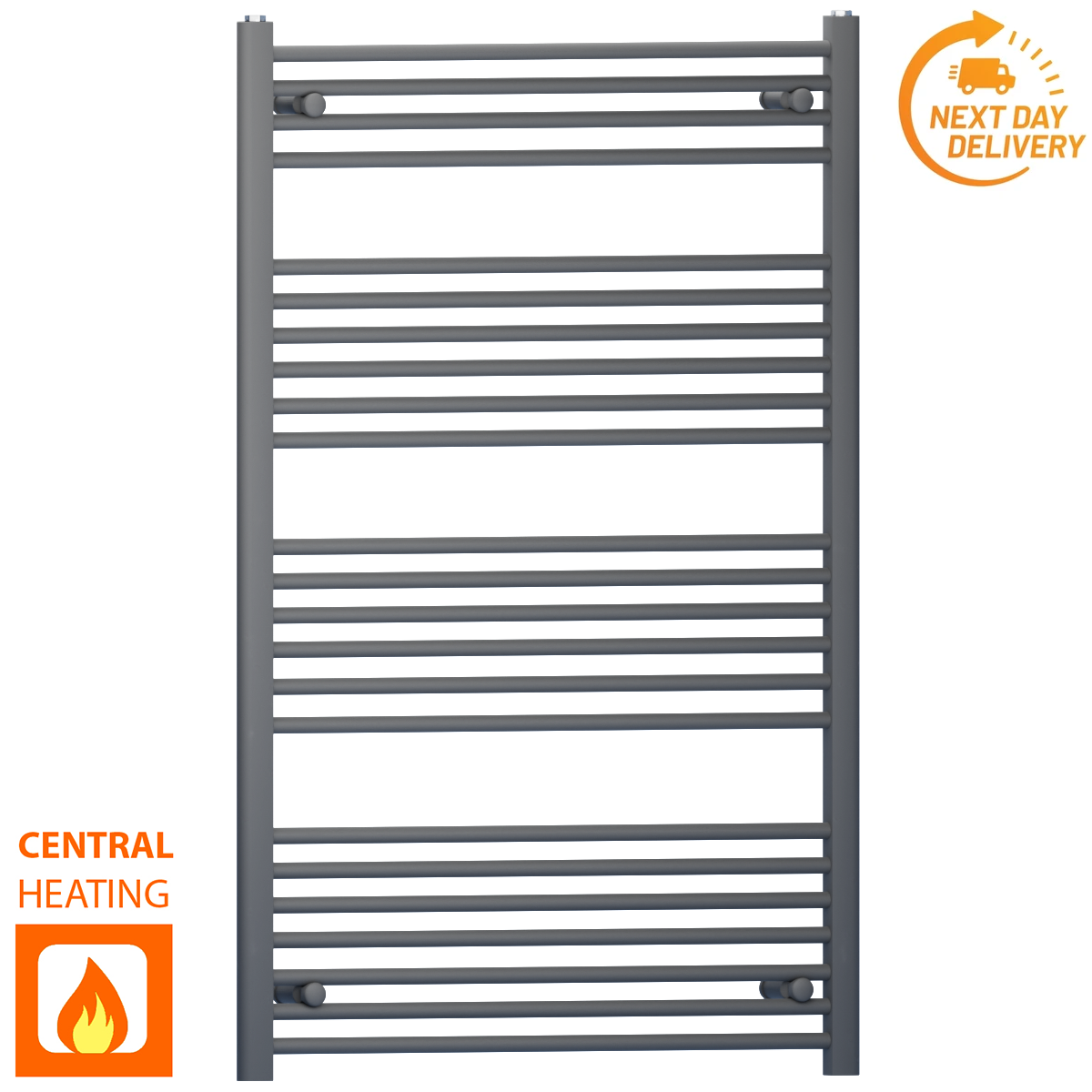 700mm Wide - 1200mm High Anthracite Grey Heated Towel Rail Radiator