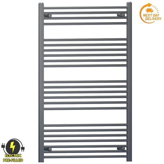700mm Wide - 1200mm High  Anthracite Grey Electric Heated Towel Rail Radiator 