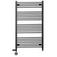 Dual Fuel 700 x 1200mm Straight Matt Black Heated Towel Rail - (incl. Valves + Electric Heating Kit) 