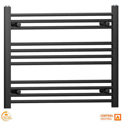  900mm Wide - 600mm High Flat Black Heated Towel Rail Radiator 