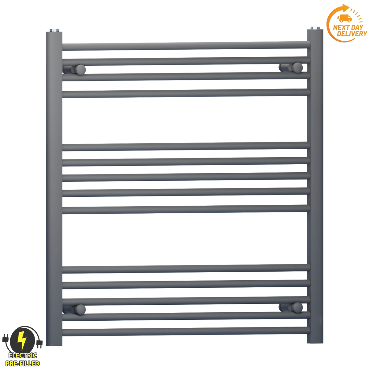  800mm Wide - 800mm High  Anthracite Grey Electric Heated Towel Rail Radiator
