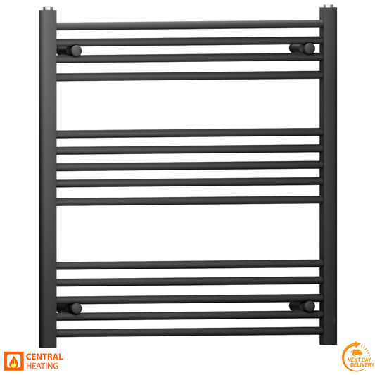 800mm Wide - 800mm High Flat Black Heated Towel Rail Radiator 