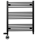 Sèche-serviettes droit noir mat bi-énergie 900 x 800 mm (avec vannes et kit de chauffage électrique) 
