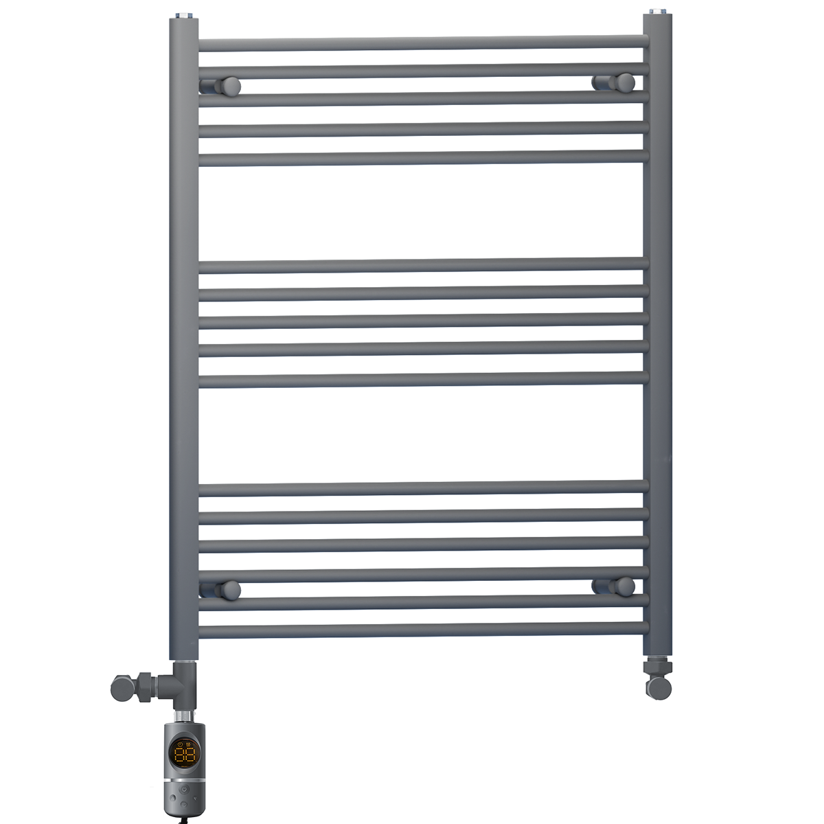  Dual Fuel 800 x 900mm Straight Anthracite Grey Heated Towel Rail - (incl. Valves + Electric Heating Kit)