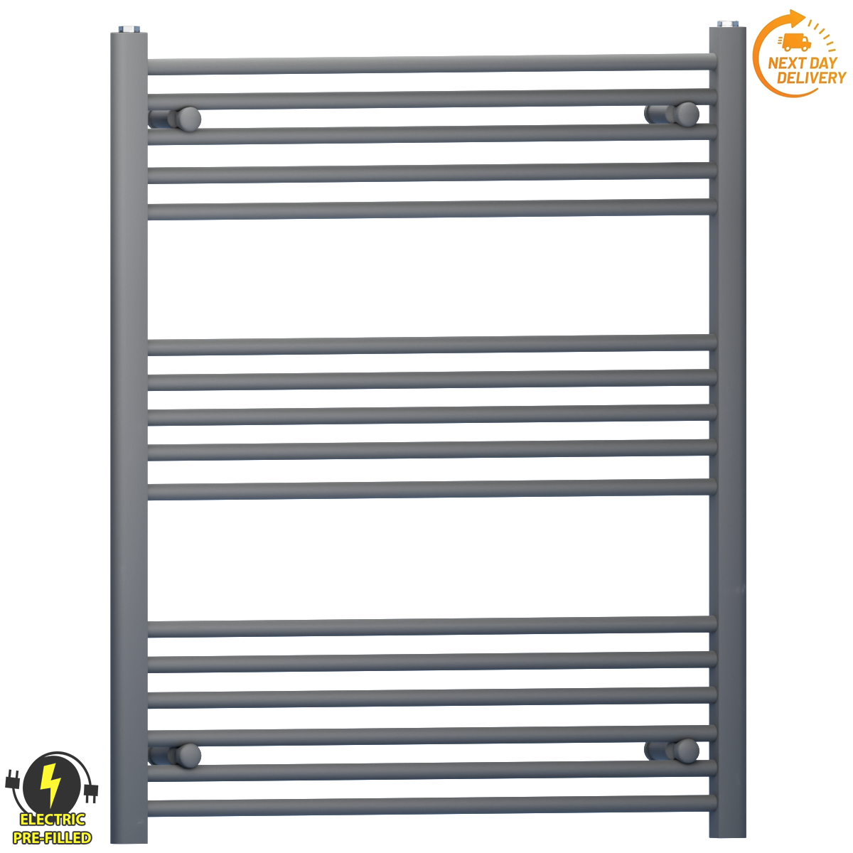  800mm Wide - 900mm High  Anthracite Grey Electric Heated Towel Rail Radiator