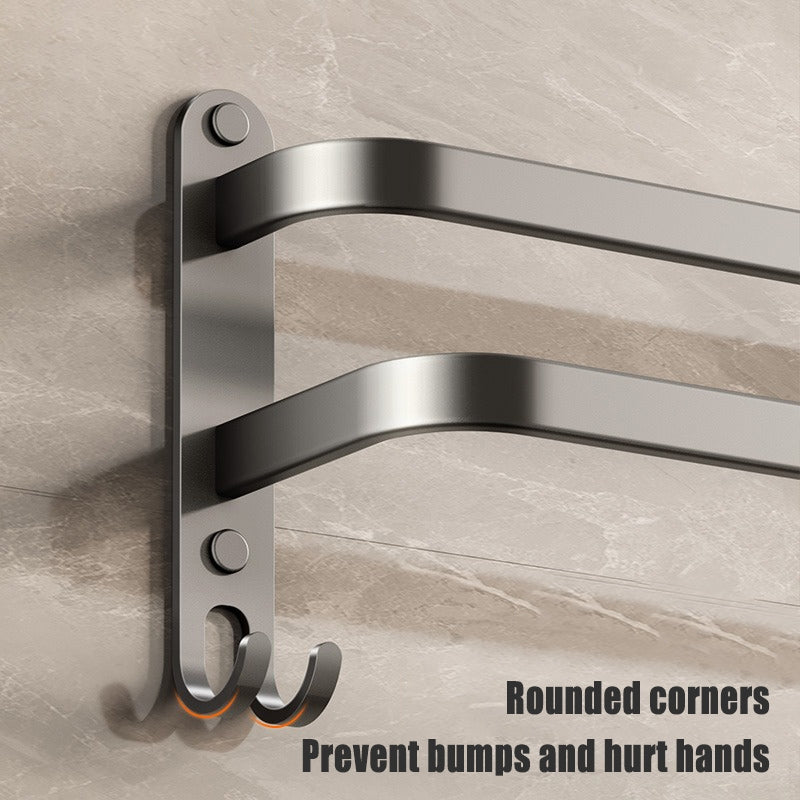 Black Bathroom Towel Rack Storage Organizer, Wall Mount Hanger, Widths 30-80cm