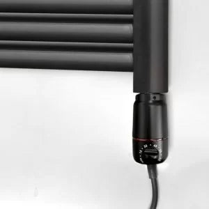  500mm x 800mm Matt Black Electric Pre-Filled Heated Towel Rail | Curved Ladder
