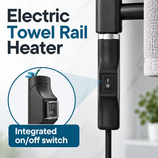 Black Towel Rail Radiator Electric Heating Element with a Button 150-800W 