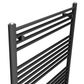 300mm x 1500mm Matt Black Heated Towel Rail Radiator | Flat Central Heating 