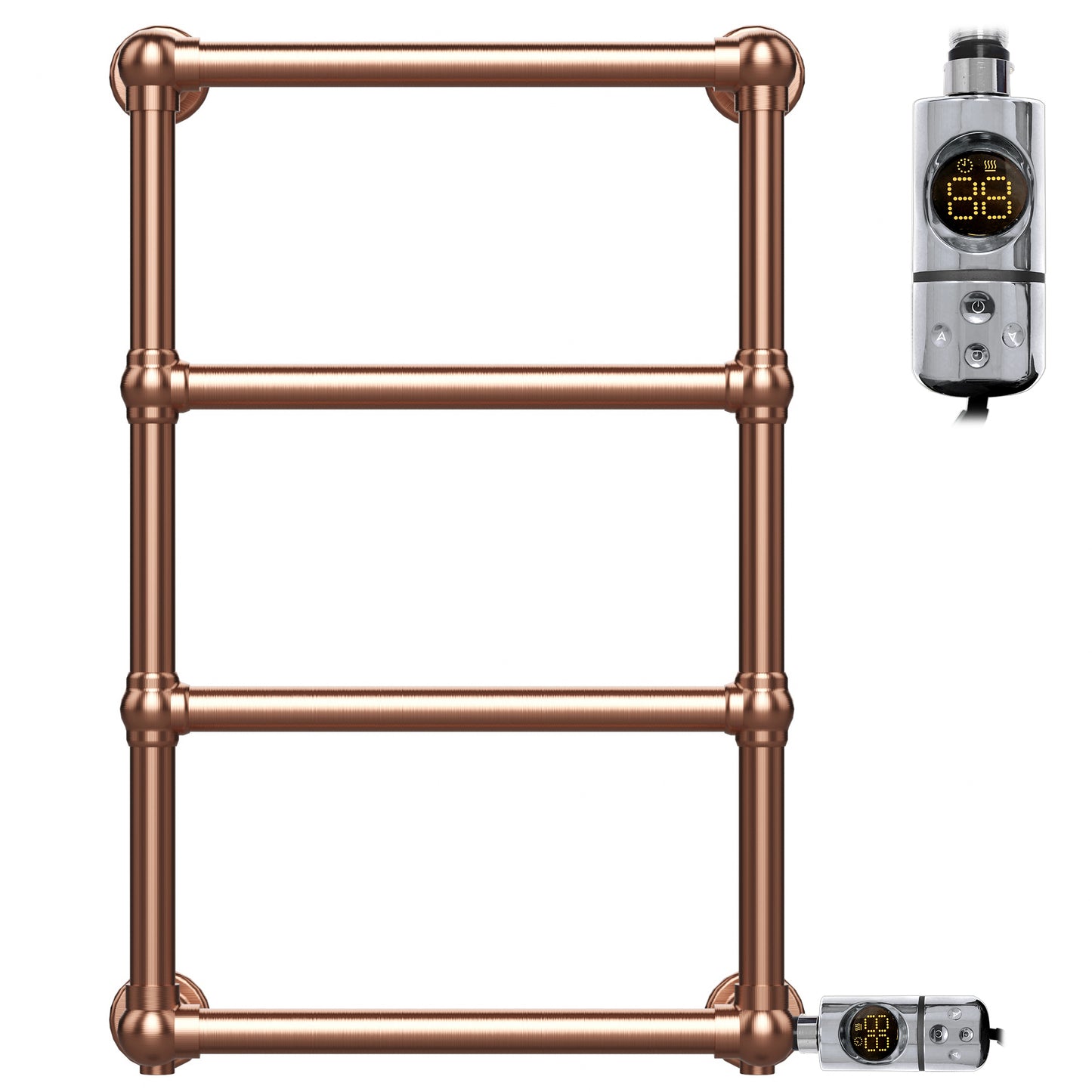  500 x 750mm Brass Electric Heated Towel Rail Radiator Traditional Ladder Bathroom Heater Pre Filled