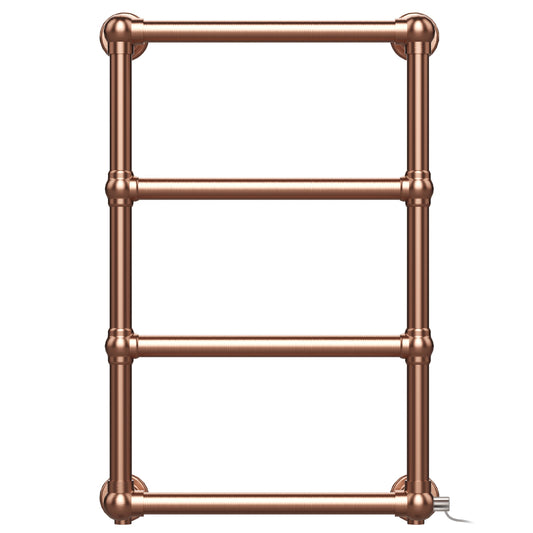 500 x 750mm Brass Electric Heated Towel Rail Radiator Traditional Ladder Bathroom Heater Pre Filled 