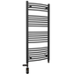 Sèche-serviettes chauffant incurvé noir mat bi-énergie 450 x 1 200 mm (avec vannes et kit de chauffage électrique) 