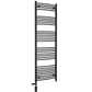 Dual Fuel 500 x 1700mm Matt Black Curved Heated Towel Rail - (incl. Valves + Electric Heating Kit) 