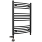 Sèche-serviettes chauffant incurvé noir mat 500 x 800 mm (avec vannes et kit de chauffage électrique) 