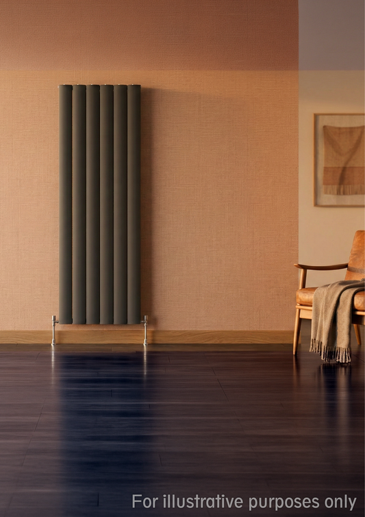 Vertical Aluminium Radiator 1800 x 407mm – Anthracite Grey Double Panel – Model Diva 