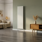 Vertical Aluminium Radiator 1800 x 407mm – White Double Panel – Model Diva 