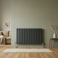 Horizontal Aluminium Radiator 600 x 1022mm – Anthracite Grey Double Panel – Model Diva 