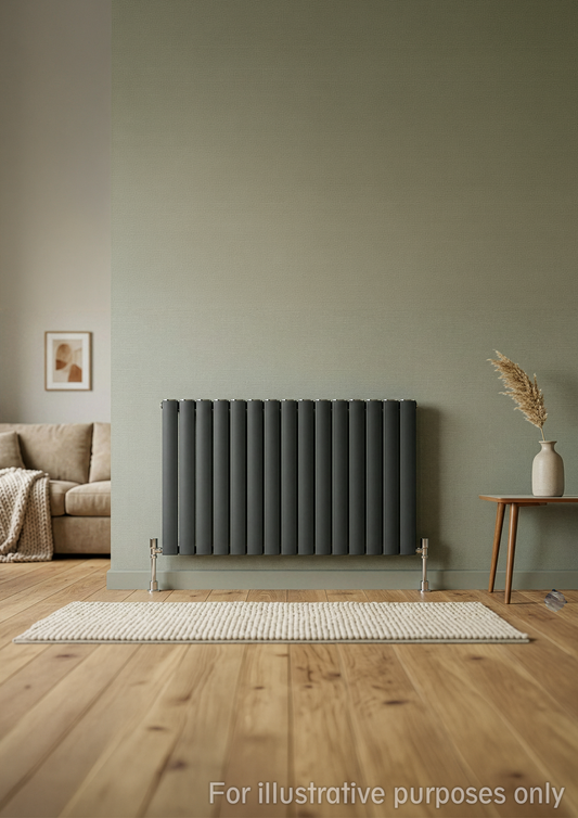 Horizontal Aluminium Radiator 600 x 1022mm – Anthracite Grey Double Panel – Model Diva 