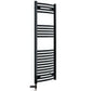 Dual Fuel 600 x 1200mm Matt Black Curved Heated Towel Rail  25mm Tube- (incl. Valves + Electric Heating Kit) 