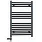 600 x 800mm Dual Fuel Flat Black Electric Heated Towel Rail Radiator 25mm Tube 