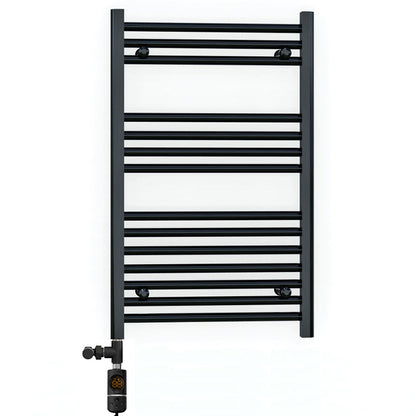  500 x 800mm Dual Fuel Flat Black Electric Heated Towel Rail Radiator 25mm Tube 