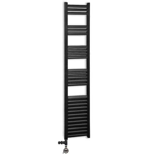 Dual Fuel 300mm x 1600mm Accuro Korle Matt Black Heated Towel Rail Radiator 