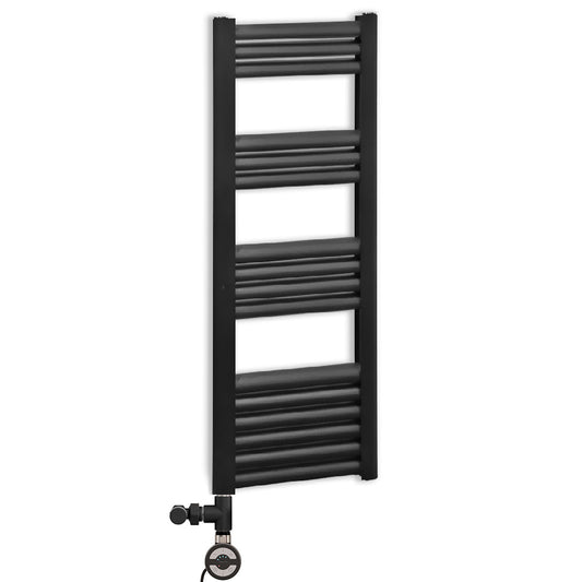 Dual Fuel 500mm x 1000mm Accuro Korle Matt Black Designer Heated Towel Rail Radiator 