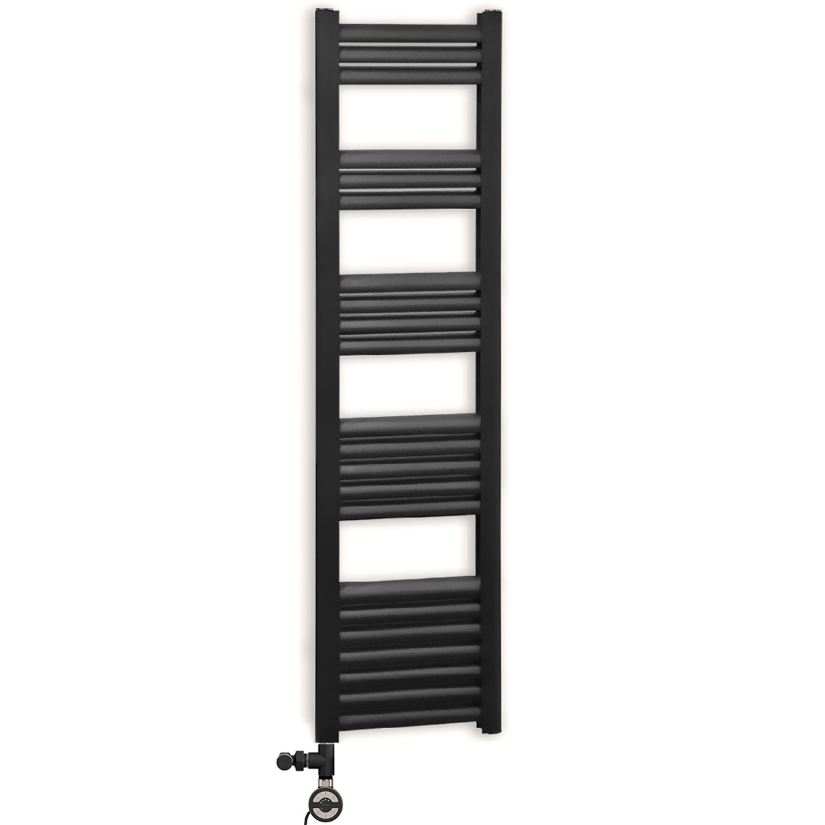  Dual Fuel 500mm x 1400mm Accuro Korle Matt Black Designer Heated Towel Rail Radiator
