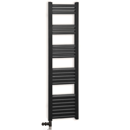  Dual Fuel 500mm x 1400mm Accuro Korle Matt Black Designer Heated Towel Rail Radiator 