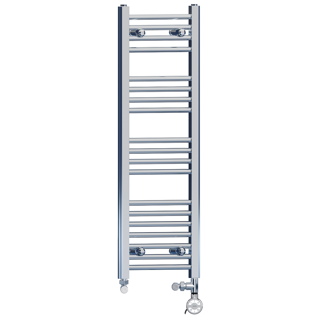  Dual Fuel 300 x 1000mm Straight Chrome  Heated Towel Rail Radiator- (incl. Valves + Electric Heating Kit)
