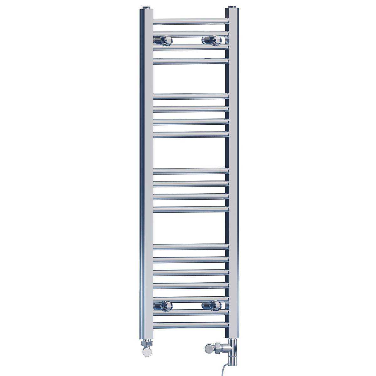  Dual Fuel 300 x 1000mm Straight Chrome  Heated Towel Rail Radiator- (incl. Valves + Electric Heating Kit)