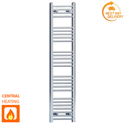  300mm Wide - 1400mm High Flat Chrome Heated Towel Rail Radiator 