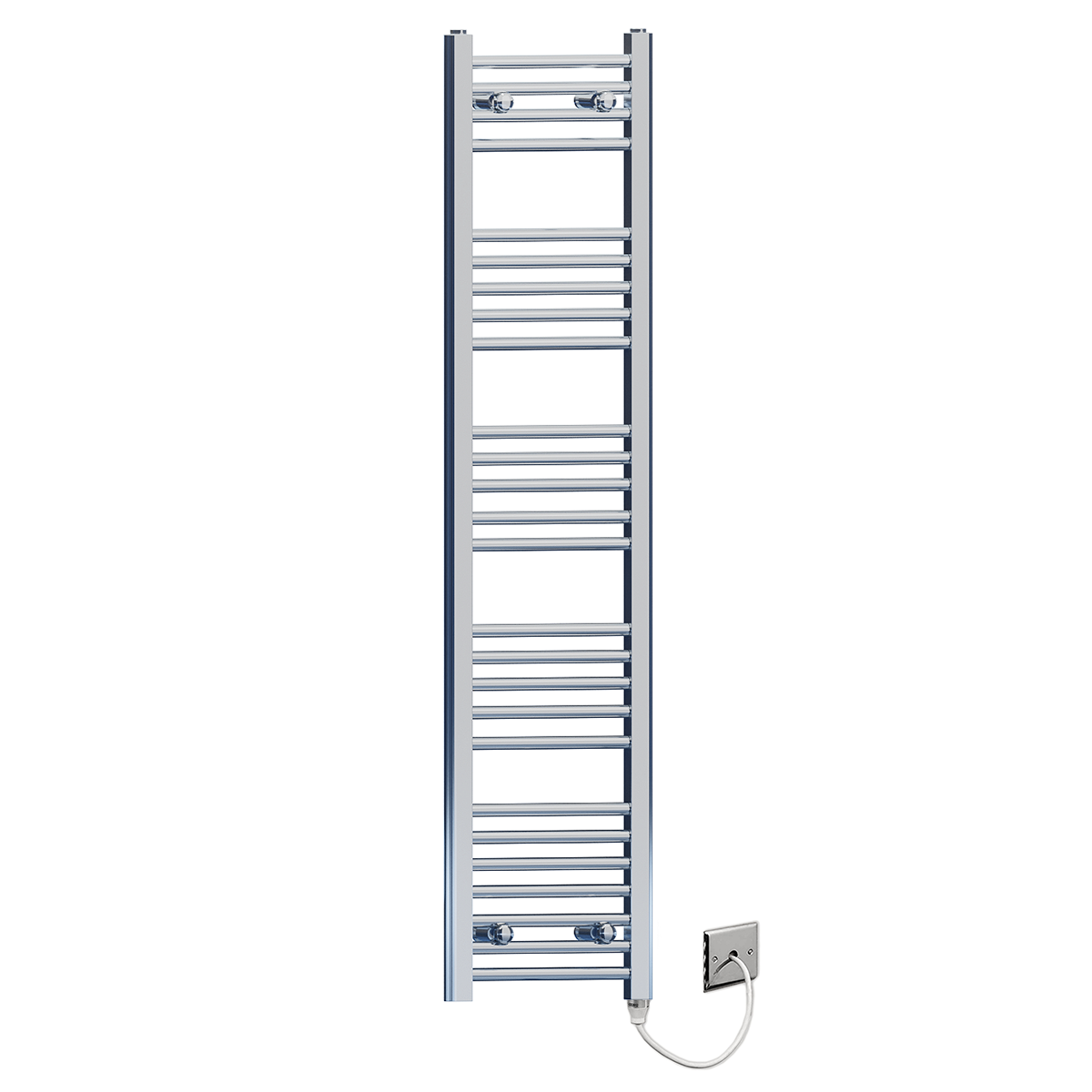  Radiateur sèche-serviettes électrique plat chromé de 350 mm de large et 1 400 mm de haut