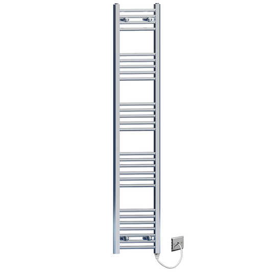 300mm x 1500mm Chrome Electric Pre-Filled Heated Towel Rail | Flat Ladder 
