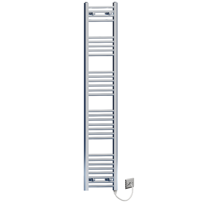  350mm Wide - 1700mm High Flat Chrome Electric Heated Towel Rail Radiator 